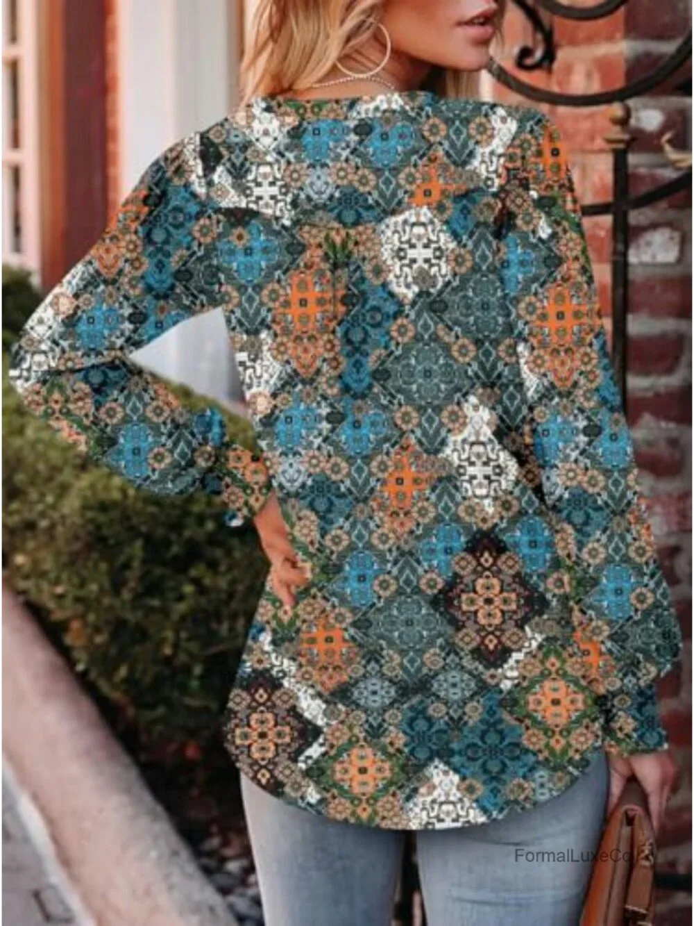 Puff Long Sleeve Tunic Top V Neck Pleated Blouse Women Dressy Casual Pullover